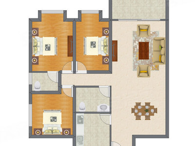 3室2厅 137.00平米户型图