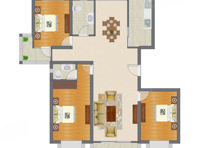 3室2厅 144.02平米