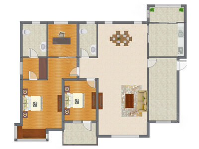2室2厅 190.00平米户型图