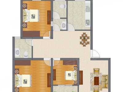 3室1厅 131.60平米