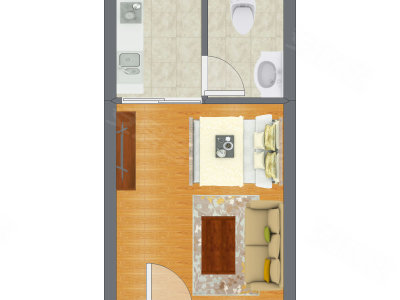1室1厅 31.23平米户型图
