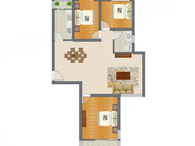 3室2厅 118.10平米户型图