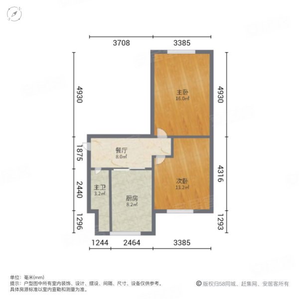 金川公司3号小区2室1厅1卫54㎡南北18.6万