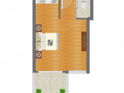 1室0厅 46.66平米户型图