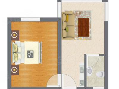 1室1厅 25.22平米