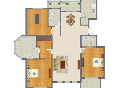 3室2厅 215.47平米