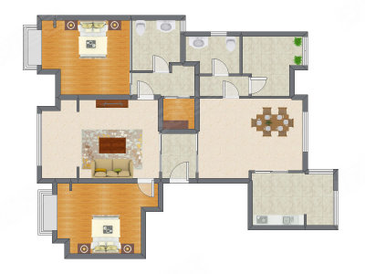 2室2厅 144.00平米户型图