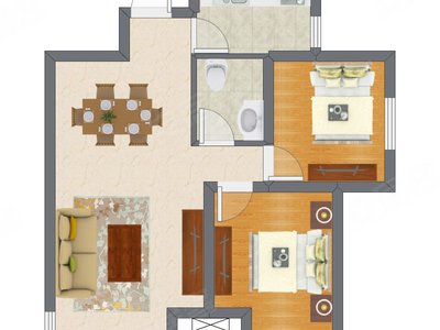 2室2厅 61.94平米