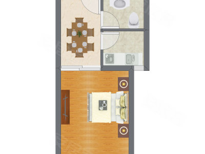 1室1厅 41.39平米户型图
