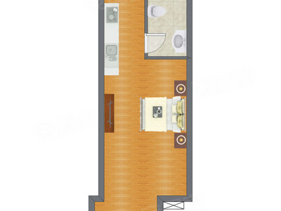 1室1厅 44.55平米