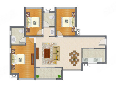 3室2厅 98.05平米