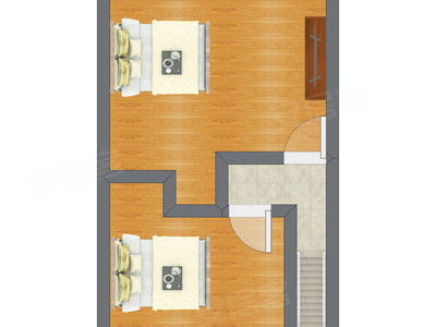 2室1厅 38.88平米户型图