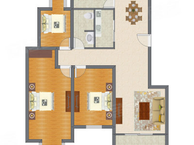 3室2厅 121.89平米户型图