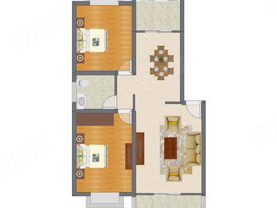 2室2厅 98.55平米户型图