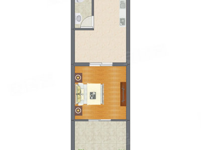 1室1厅 46.00平米户型图