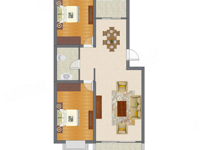 2室2厅 80.73平米户型图
