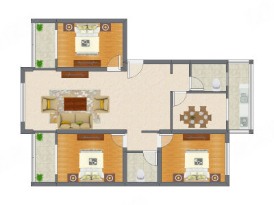 3室2厅 125.40平米户型图