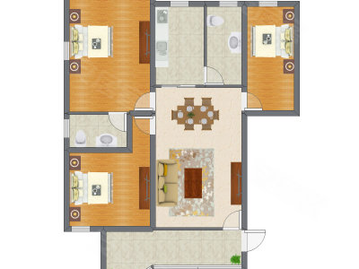 3室1厅 107.50平米