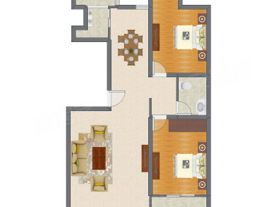 2室2厅 122.31平米户型图