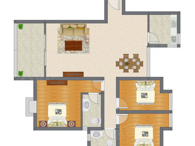3室2厅 118.64平米