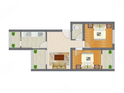 2室1厅 63.65平米