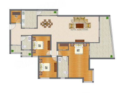 4室2厅 175.34平米户型图