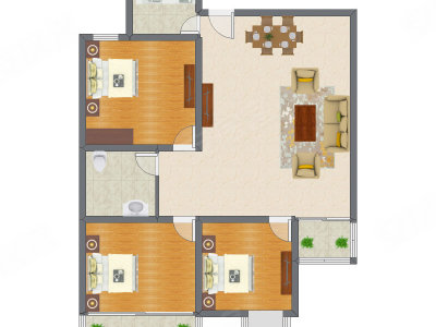3室1厅 92.00平米
