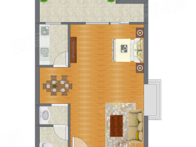 1室0厅 69.24平米户型图