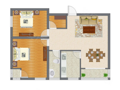 2室1厅 85.25平米户型图