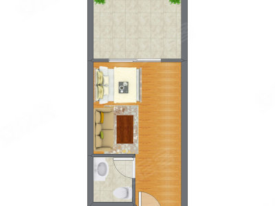 1室0厅 38.15平米户型图