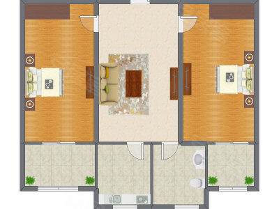 2室1厅 70.00平米