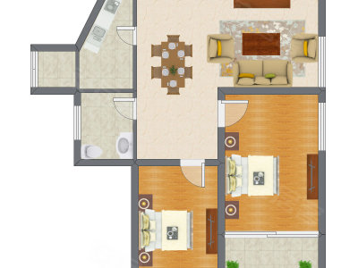 2室2厅 85.25平米户型图