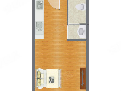 1室1厅 24.98平米户型图