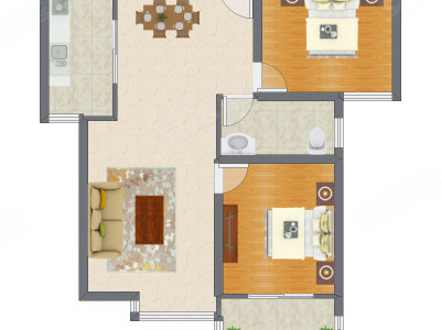 2室2厅 88.30平米户型图