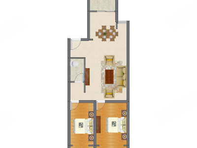 2室2厅 99.44平米户型图
