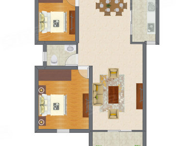 2室1厅 65.18平米