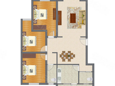 3室2厅 94.32平米户型图