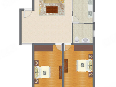 2室1厅 84.57平米