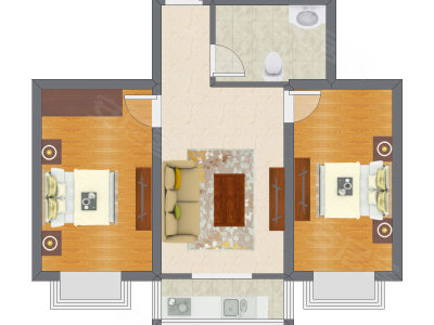 2室1厅 65.66平米