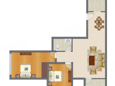 2室2厅 76.35平米