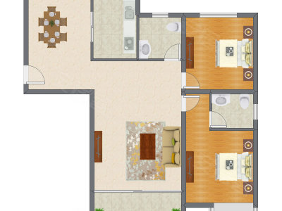 2室2厅 128.00平米户型图