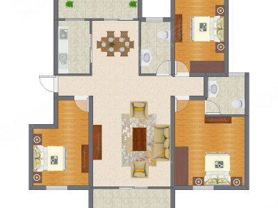 3室2厅 121.28平米