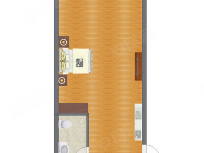1室1厅 51.20平米户型图