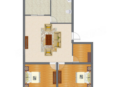 2室1厅 78.03平米户型图