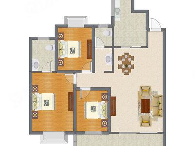 3室2厅 125.20平米户型图
