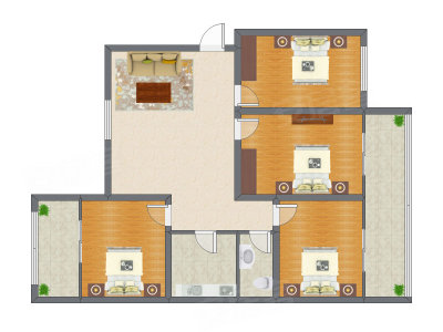 4室1厅 90.00平米户型图