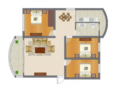 3室1厅 99.34平米