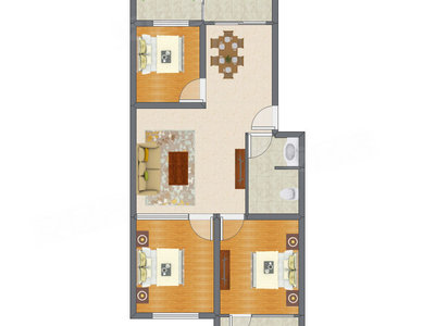 3室2厅 99.75平米