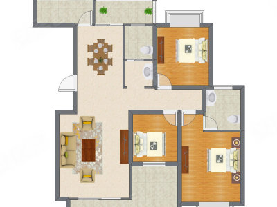 3室2厅 101.58平米
