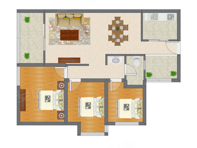 3室2厅 88.65平米